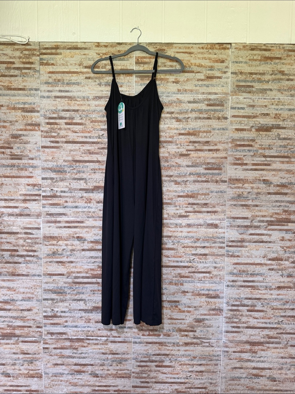 aulai maternity Black Spaghetti-Strap Wide Leg Jumpsuit